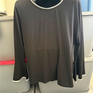 Black Long Sleeve Top with White Trim mp15